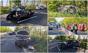 Tânăr mort după un carambol înfiorător la Costinești, în Constanța. Traficul pe drumul spre Mangalia, blocat complet