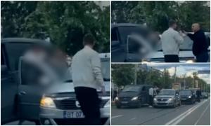 Bătaie între șoferi, filmată în centrul Iașului. Tată și fiu au împărțit pumni și picioare după o șicanare în trafic