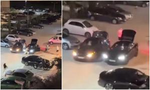 Scandal într-o parcare din Cosmopolis, lângă Capitală. Un locatar a filmat scenele violente