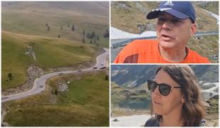Reacţia unor turişti străini care au ajuns pe Transfăgărăşan, chiar când s-a deschis