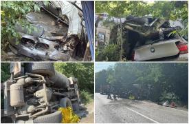 Șofer ucrainean, mort pe loc în camion, după impactul cu alte două mașini. Accident dezastruos în Tulcea