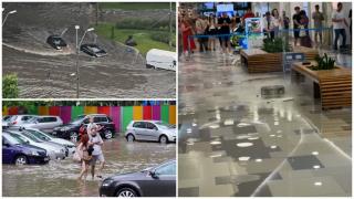 Ploaia "secolului" în Capitală: Apă de jumătate de metru pe străzi; un mall și un tunel de metrou, inundate