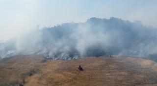 Incendiu uriaş de vegetaţie în Mehedinţi. Vâlvătaia a facut scrum zeci de hectare
