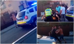 Tânăr care și-a amenințat mama cu toporul, încătușat de polițiști. Intervenție în forță filmată la Tecuci
