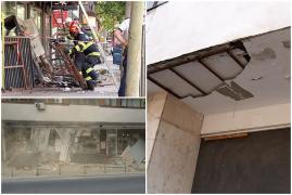 ANIMAȚIE. Fațada magazinelor s-a prăbușit pe Bulevardul Magheru. "Am zis că e cutremur"