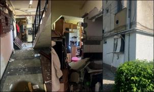 Explozie într-un bloc din Reghin. Bătrână rănită, după ce şi-a aprins o ţigară în timp ce vopsea nişte uşi