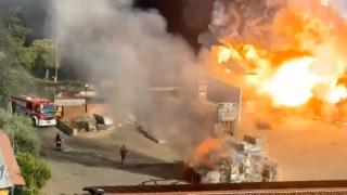Momentul exploziei de la benzinăria din Roma. Suflul, la fel de puternic precum detonarea unei bombe