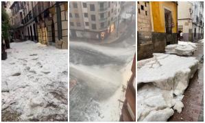 Cădere masivă de grindină în Spania. Un strat gros de gheaţă a acoperit străzile în doar câteva minute