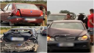 Carambol cu 3 mașini, în Timișoara. S-au ciocnit ca într-un joc de domino din cauza vitezei