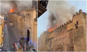 Incendiu la moscheea transformată în catedrală din Cordoba, după ce mașina de spălat pardoseala a luat foc