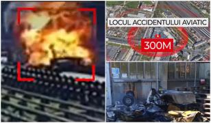Momentul în care avionul din Arad intră în picaj și explodează la contactul cu solul. Explicaţia piloţilor