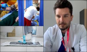 ANIMAŢIE. Microbii, purtaţi cu mopul prin toate sălile din spital. Ce tehnici de curătare au alte ţări