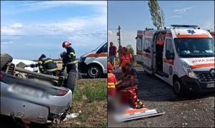 Accident de groază în Arad. Cinci tineri, grav răniţi după ce s-au răsturnat cu maşina