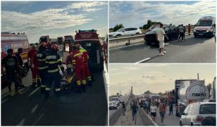 Accident cumplit pe A3, lângă Ploiești, după ce o maşină a intrat în parapet. 8 răniţi, 6 în stare critică