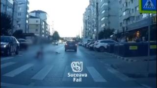 Fetiță de 7 ani, lovită pe trecerea de pietoni în Suceava. Imagini șocante surprinse de o cameră de bord
