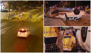 "A sărit în aer 5 metri". O cursă nebună în Capitală s-a încheiat la spital pentru un şofer de 20 de ani