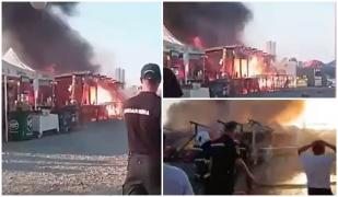 Explozie violentă la un bâlci din Olteniţa. O terasă a luat foc, după ce un furtun de la o butelie s-a spart