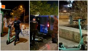 Femeie prinsă de jandarmi, în timp ce tăia frânele unei trotinete electrice cu un cuţit, în Bucureşti