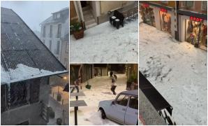 Potop cu grindină peste Hautes-Alpes, în Franța. Temperatura a scăzut cu 13 grade în nici o oră
