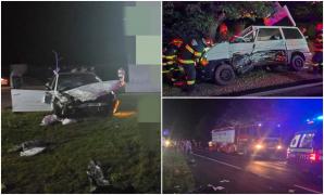 Dezastru cu un mort şi doi răniţi, pe un drum din Suceava. Un bărbat a rămas blocat între fiare, după impact
