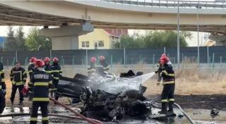 Accident mortal în Berceni. Şoferul unui BMW a murit carbonizat după ce s-a prăbușit cu mașina de pe pod