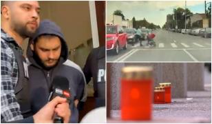 Altar de flori şi lumânări pe locul în care mama din Bucureşti a fost omorâtă pe trecere. Şoferul, după gratii