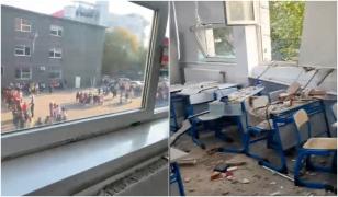 700 de elevi, evacuaţi în urma exploziei din Rahova. Elevă: "Am ajuns la liceu şi erau toţi copiii în curte"