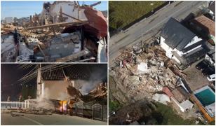 Primele ipoteze în cazul exploziei din Dej. Anchetatorii caută probe sub ce a mai rămas din casa distrusă