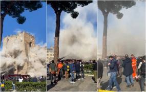 Turnul Torre dei Conti din Roma, prăbușit în timpul renovărilor: un român, sub dărâmături. Altul, salvat