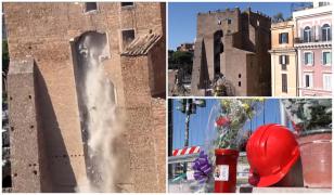 Patru persoane anchetate, după moartea muncitorului român prins sub turnul Torre dei Conti din Roma