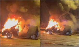 Maşină cuprinsă de flăcări, în Timişoara. Şoferul a reuşit să iasă, ca prin minune, la timp