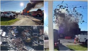 Casă aruncată în aer după ce un muncitor a lovit o conductă de gaz cu excavatorul, în SUA. 6 oameni, răniţi
