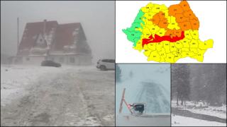 Cod roșu de viscol în mai multe regiuni. Rafele de peste 120 km/h, mai multe drumuri restricționate