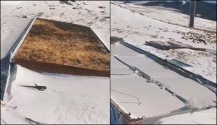 Cabinetul Salvamont Gorj de pe vârful Păpușa, spulberat de vântul puternic