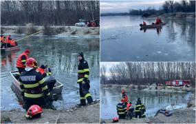 Tată şi fiu, la un pas de tragedie după ce au căzut în râul Olt. Veniseră să pescuiască în a doua zi din an