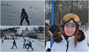 Distracţie pentru toate vârstele pe pârtie în Straja. Alexandra, venită tocmai din Ungaria să se perfecţioneze