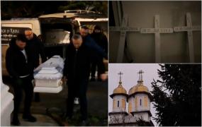 Momente sfâşietoare la priveghiul soţilor Iacob. Trei cruci, două sicrie albe şi un copilaş în braţele mamei