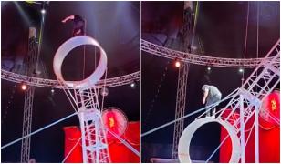 Un acrobat spaniol a ajuns la spital după ce a căzut de la 4 m înălţime în timpul unui spectacol, la Craiova