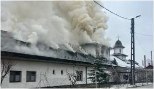 Incendiu violent la o mănăstire din Gorj în timpul unei slujbe de pomenire a fostei starețe
