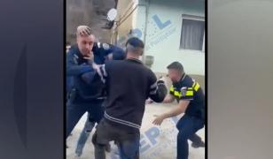 Momentul în care doi polițiști sunt atacați în timpul unei intervenții în Caraș-Severin