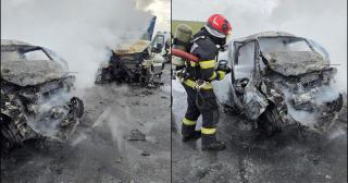 Accident de groază în Buzău. Doi șoferi au murit, unul a fost găsit carbonizat după ce mașina a luat foc