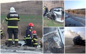 A murit după ce a intrat cu maşina într-un TIR în Vaslui. Autocamionul a luat foc după impactul devastator
