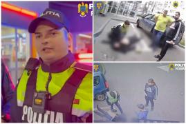 Momentul în care un poliţist din Bucureşti salvează la limită viaţa unui bărbat intrat în stop cardiac