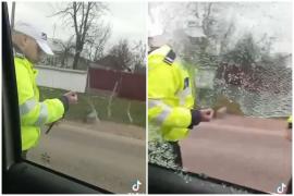 Momentul în care poliţiştii din Botoşani scot cu forţa din maşină un bărbat cu permis "de suveran"