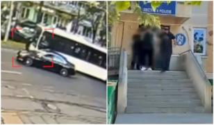 Momentul în care un tânăr ameninţă cu pistolul şoferul STB, după o şicanare în trafic