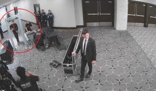Momentul în care atacatorul forțează filtrele de securitate în hotelul unde se afla Trump şi împuşcă un agent