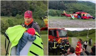 Scene emoţionante la Sibiu. Salvatorii lui Alexandru au izbucnit în aplauze când elicopterul a aterizat
