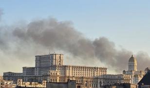 Incendiu violent la un depozit de cauciucuri din Bragadiru. Fumul s-a văzut până în centrul Capitalei