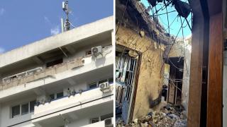 Urmările exploziei provocate de drona care a căzut pe un bloc din Galați. Imagini de la locul impactului