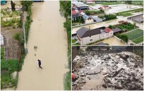 Inundații devastatoare în mai multe județe. Case pline de apă, drumuri rupte și gospodării izolate